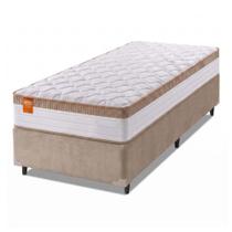 Cama Box Solteiro Colchão Molas Ensacadas Real 88x188x65cm Branco / Bege - Suporta até 130Kg Cama Box Solteiro Colchão Molas Ensacadas Real 88x188x65cm Branco / Bege - Suporta até 130Kg