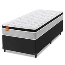 Cama Box Solteiro Colchão Molas Ensacadas Real 88x188x65cm Preto / Cinza- Suporta até 130Kg por Pessoa Cama Box Solteiro Colchão Molas Ensacadas Real 88x188x65cm Preto / Cinza- Suporta até 130Kg por Pessoa
