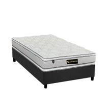 Cama Box Solteiro: Colchão Molas MasterPocket Ensacadas Luckspuma Lucksfaction Plus + Base CRC Suede Gray(88x188)