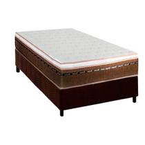 Cama Box Solteiro: Colchão Molas MasterPocket Ensacadas Luckspuma New Comfort + Base CRC Suede Brown (88x188)