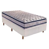 Cama Box Solteiro: Colchão Molas MasterPocket Ensacadas Paropas Blue + Base CRC Rústico White(88x188)
