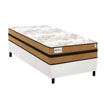 Cama Box Solteiro: Colchão Molas MasterPocket Ensacadas Plumatex Smart Milano + Base CRC Courano White (88x188)
