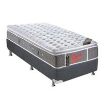Cama Box Solteiro: Colchão Molas Pocket Ensacadas Castor Light Stress Oxygen New + Base CRC Suede Gray(88x188)