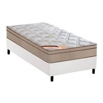 Cama Box Solteiro: Colchão Molas Pocket Ensacadas Castor Revolution Híbrido + Base CRC Courano White(88x188)