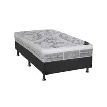 Cama Box Solteiro: Colchão Molas Pocket Ensacadas Castor SLX Grand Plush + Base CRC Suede Gray (88x188)