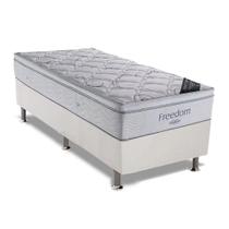 Cama Box Solteiro: Colchão Molas SuperPocket Ensacadas Ortobom Freedom + Base CRC Courano Branco(88x188)