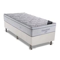 Cama Box Solteiro: Colchão Molas SuperPocket Ensacadas Ortobom Freedom + Base CRC Courano Branco(88x188)