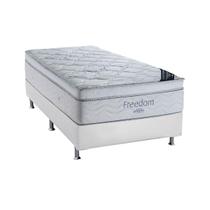Cama Box Solteiro: Colchão Molas SuperPocket Ensacadas Ortobom Freedom Visco + Base CRC Courano White(88x188)