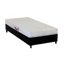 Cama Box Solteiro: Colchão Ortopédico Herval AG65 Frontier + Base CRC Suede Black(88x188)