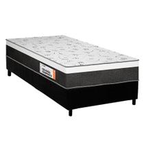 Cama Box Solteiro: Colchão Ortopédico Plumatex D28/EP Falcon Ultra Firme + Base CRC Suede Black(88x188)