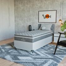 Cama Box Solteiro + Colchão Paris Molas Ensacadas Cinza