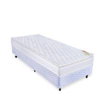 Cama box solteiro colchão royal saúde d45 orthocrin pillow top branco + box branco resistente 88x188x61 alto suporte tecido antiácaro