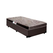 Cama Box Solteiro Colchão Top Line Mola Bonnel + Box Sintético Marrom Serra Negra 63x88x188