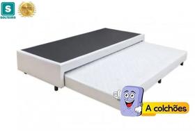 Cama Box Solteiro com Auxiliar Espuma Sintético Bege 50x78x188