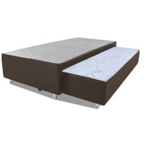 Cama Box Solteiro com Auxiliar Mola Bonnel Sintético Marrom 50x78x188