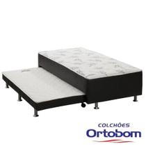 Cama Box Solteiro com Auxiliar Ortopédico D28 Preto - Ortobom Cama Box Solteiro com Auxiliar Ortopédico D28 Preto - Ortobom