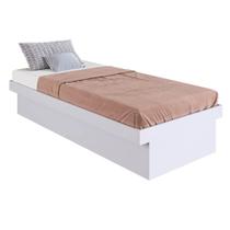 Cama Box Solteiro com Baú CB1080 190x80cm Haste Articulável de Aço Branco - Art In Móveis Cama Box Solteiro com Baú CB1080 190x80cm Haste Articulável de Aço Branco - Art In Móveis