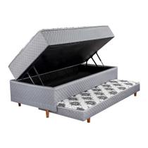 Cama Box Solteiro com Baú e Cama Auxiliar 3em1 88x188x71cm Cinza Cristalflex