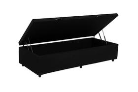 Cama Box Solteiro com Baú Preta Blindada, Reforçada e com Pistão a Gás