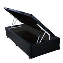 Cama Box Solteiro com Baú Sonnoforte material sintético Preto com Pistão - 078x188