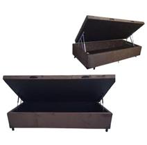 Cama Box Solteiro Com Baú Suede Marrom, RC Cama Box Solteiro Com Baú Suede Marrom, RC