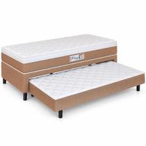 Cama Box Solteiro Com Cama Auxiliar Conjugada Espuma D28 Aspen 88x188x53cm Marrom / Branco Hellen