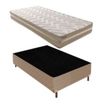 Cama Box Solteiro com Colchão D33 Quality Plus Duoface 20x88x188cm e Base Florença Bege/Rustico Paropas By Ecosono