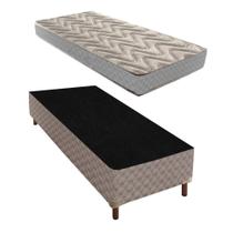 Cama Box Solteiro com Colchão D45 Unique Duoface 18x88x188cm e Base Galaxy Prata/Rustico Paropas By Ecosono Cama Box Solteiro com Colchão D45 Unique Duoface 18x88x188cm e Base Galaxy Prata/Rustico Paropas By Ecosono