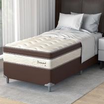 Cama Box Solteiro com Colchão Diamond Euro MR (63x88x188) Bege e Marrom Cama Box Solteiro com Colchão Diamond Euro MR (63x88x188) Bege e Marrom