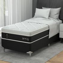 Cama Box Solteiro com Colchão Sofisticato (65x88x188) Grafite e Branco Cama Box Solteiro com Colchão Sofisticato (65x88x188) Grafite e Branco