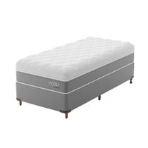 Cama Box Solteiro com Colchão Sublime Espuma Viscoelástica (32x78x188) Cinza e Branco