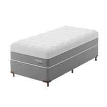 Cama Box Solteiro com Colchão Sublime Espuma Viscoelástica (32x88x188) Cinza e Branco