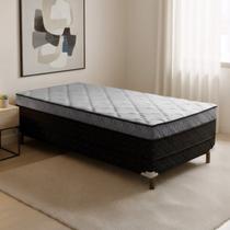 Cama Box Solteiro com Pés em Madeira Maciça Pasquale