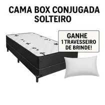 Cama Box Solteiro Conjugada 88x188cm com Travesseiro Cama Box Solteiro Conjugada 88x188cm com Travesseiro