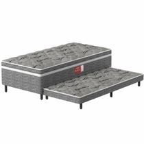 Cama box solteiro conjugada com auxiliar Probel Pelmex ortopédica D28 Active altura de 55 cm cinza Cama box solteiro conjugada com auxiliar Probel Pelmex ortopédica D28 Active altura de 55 cm cinza