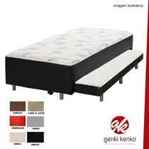 Cama Box Solteiro Conjugada com Espuma Dupla e Auxiliar Suede