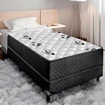 Cama Box Solteiro Conjugada D28 Ortopédico Floral e Preta - Fábrica de tudo