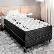 Cama Box Solteiro Conjugada D28 Ortopédico Floral e Preta