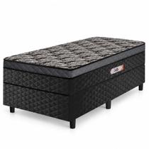 Cama Box Solteiro Conjugada Molas Ensacadas Delta 88x188x60cm Cinza / Preto Hellen