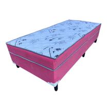 Cama Box Solteiro Conjugado Ortopédico Sleep Pink 88x188x53