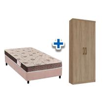 Cama Box Solteiro CRC + Colchão D28 Orthoflex + Armário Multiuso Margarida Rústico Cama Box Solteiro CRC + Colchão D28 Orthoflex + Armário Multiuso Margarida Rústico