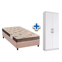 Cama Box Solteiro CRC + D33 Orthoflex + Armário Multiuso Margarida Branco - Henn