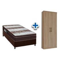 Cama Box Solteiro CRC + Ortopédico Ortobom + Armário Multiuso Margarida Rústico Cama Box Solteiro CRC + Ortopédico Ortobom + Armário Multiuso Margarida Rústico