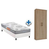 Cama Box Solteiro CRC + Pérola Polar + Armário Multiuso Margarida Rústico Cama Box Solteiro CRC + Pérola Polar + Armário Multiuso Margarida Rústico