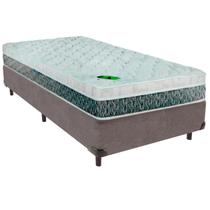 Cama Box Solteiro e Colchão Aspen 24cm Molas Ensacadas Luckspuma Cinza