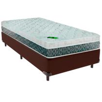 Cama Box Solteiro e Colchão Aspen 24cm Molas Ensacadas Luckspuma Marrom