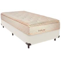 Cama Box Solteiro e Colchão Deluxe Molas Ensacadas Colchobel Palha