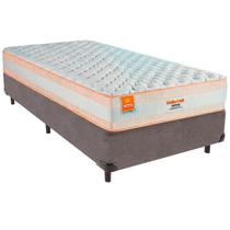 Cama Box Solteiro e Colchão Denver Molas Ensacadas Inducol Cinza