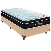 Cama Box Solteiro e Colchão Elegant Molas Ensacadas Ortobom Ocre