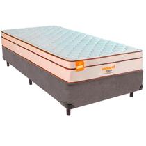 Cama Box Solteiro e Colchão Pequim Molas Ultralastic Inducol Cinza